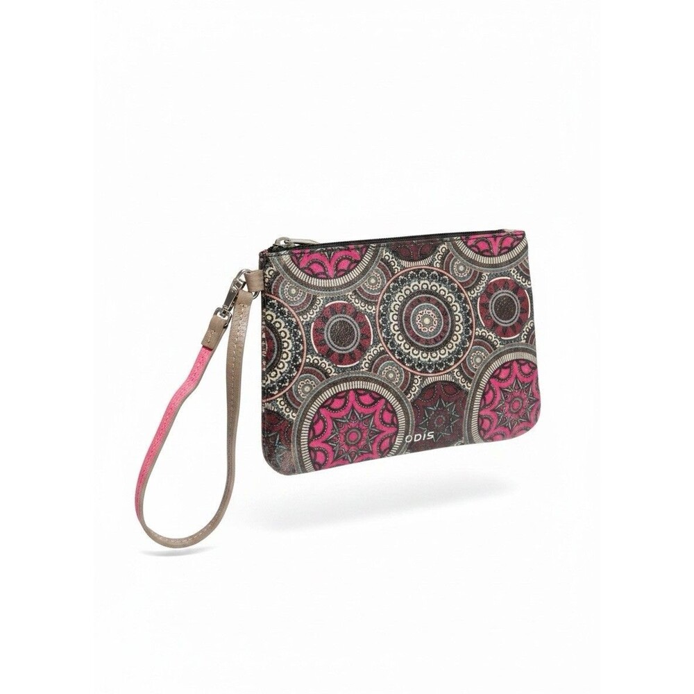 Lodis Colorful Leather Wristlet Clutch Wallet Bag Pouch Coin Makeup Paisley EUC